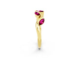 Yellow gold Marquise Garnet Twisted Band with Prong Setting_8