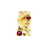 Yellow gold Marquise Garnet Vine Eternity Band with Bezel Setting_11