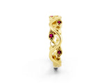 Yellow gold Marquise Garnet Vine Eternity Band with Bezel Setting_8