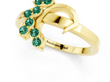 Yellow gold Marquise Green Sapphire Cluster Bypass Ring with Prong Setting_7