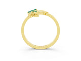 Yellow gold Marquise Green Sapphire Cluster Bypass Ring with Prong Setting_9