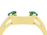 Yellow gold Marquise Green Sapphire Open Band Ring with Tension Setting_10