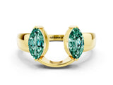 Yellow gold Marquise Green Sapphire Open Band Ring with Tension Setting_6