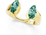 Yellow gold Marquise Green Sapphire Open Band Ring with Tension Setting_7