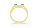 Yellow gold Marquise Green Sapphire Open Band Ring with Tension Setting_9