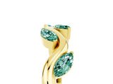 Yellow gold Marquise Green Sapphire Twisted Band with Prong Setting_11