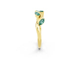 Yellow gold Marquise Green Sapphire Twisted Band with Prong Setting_8