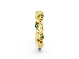 Yellow gold Marquise Green Sapphire Vine Eternity Band with Bezel Setting_8