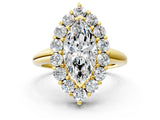 Yellow gold Marquise Halo Cluster Diamond Engagement Ring with Prong Setting and Polished Band_93