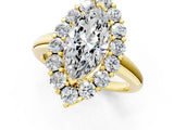 Yellow gold Marquise Halo Cluster Diamond Engagement Ring with Prong Setting and Polished Band_94