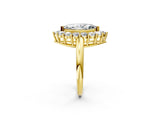 Yellow gold Marquise Halo Cluster Diamond Engagement Ring with Prong Setting and Polished Band_95