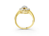 Yellow gold Marquise Halo Cluster Diamond Engagement Ring with Prong Setting and Polished Band_96