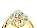 Yellow gold Marquise Halo Cluster Diamond Engagement Ring with Prong Setting and Polished Band_97