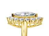 Yellow gold Marquise Halo Cluster Diamond Engagement Ring with Prong Setting and Polished Band_98