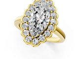 Yellow gold Marquise Halo Cluster Diamond Engagement Ring with Solitaire Band and Prong Setting_50