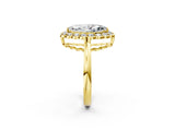 Yellow gold Marquise Halo Cluster Diamond Engagement Ring with Solitaire Band and Prong Setting_51