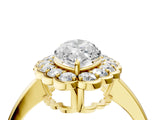 Yellow gold Marquise Halo Cluster Diamond Engagement Ring with Solitaire Band and Prong Setting_53