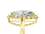 Yellow gold Marquise Halo Cluster Diamond Engagement Ring with Solitaire Band and Prong Setting_54