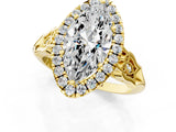 Yellow gold Marquise Halo Diamond Engagement Ring with Filigree Band and Four-Prong Setting_82