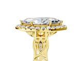 Yellow gold Marquise Halo Diamond Engagement Ring with Filigree Band and Four-Prong Setting_86