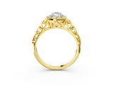 Yellow gold Marquise Halo Diamond Engagement Ring with Intricate Filigree Band and Four-Prong Setting_37