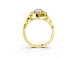 Yellow gold Marquise Halo Diamond Engagement Ring with Milgrain Band and Four-Prong Setting_57