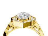 Yellow gold Marquise Halo Diamond Engagement Ring with Milgrain Band and Four-Prong Setting_58