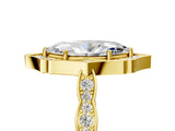 Yellow gold Marquise Halo Diamond Engagement Ring with Milgrain Band and Four-Prong Setting_59