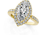 Yellow gold Marquise Halo Diamond Engagement Ring with Pavé Band and Four-Prong Setting_130