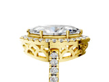 Yellow gold Marquise Halo Diamond Engagement Ring with Pavé Band and Four-Prong Setting_134