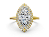 Yellow gold Marquise Halo Diamond Engagement Ring with Solitaire Band and Four-Prong Setting_20