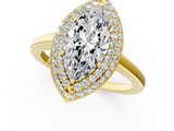 Yellow gold Marquise Halo Diamond Engagement Ring with Solitaire Band and Four-Prong Setting_21