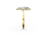 Yellow gold Marquise Halo Diamond Engagement Ring with Solitaire Band and Four-Prong Setting_22