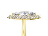 Yellow gold Marquise Halo Diamond Engagement Ring with Solitaire Band and Four-Prong Setting_25