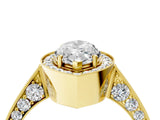 Yellow gold Marquise Halo Diamond Engagement Ring with Split Shank Band and Four-Prong Setting_10