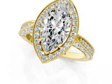 Yellow gold Marquise Halo Diamond Engagement Ring with Split Shank Band and Four-Prong Setting_7