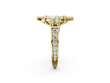 Yellow gold Marquise Halo Diamond Engagement Ring with Split Shank and Four-Prong Setting 2