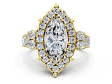 Yellow gold Marquise Halo Diamond Engagement Ring with Split Shank and Four-Prong Setting