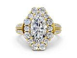 Yellow gold Marquise Halo Diamond Engagement Ring with Split Shank and Prong Setting_65