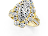 Yellow gold Marquise Halo Diamond Engagement Ring with Split Shank and Prong Setting_66