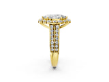 Yellow gold Marquise Halo Diamond Engagement Ring with Split Shank and Prong Setting_67