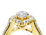 Yellow gold Marquise Halo Diamond Engagement Ring with Split Shank and Prong Setting_69