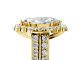 Yellow gold Marquise Halo Diamond Engagement Ring with Split Shank and Prong Setting_70