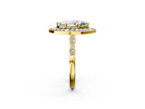Yellow gold Marquise Halo Diamond Engagement Ring with Twisted Band and Four-Prong Setting 2