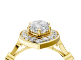 Yellow gold Marquise Halo Diamond Engagement Ring with Twisted Band and Four-Prong Setting 4
