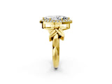 Yellow gold Marquise Halo Diamond Floral Band with Four-Prong Setting_78