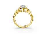 Yellow gold Marquise Halo Diamond Floral Band with Four-Prong Setting_79