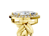 Yellow gold Marquise Halo Diamond Floral Band with Four-Prong Setting_81