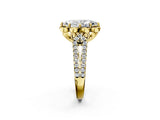 Yellow gold Marquise Halo Diamond Floral Split Shank Engagement Ring 2
