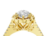 Yellow gold Marquise Halo Diamond Floral Split Shank Engagement Ring 4